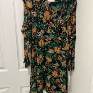 Scotch and Soda Floral Black and Green Dress